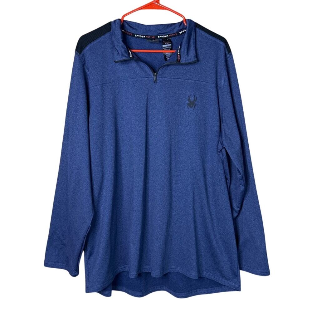 Spyder Performance 1/4 Zip Long Sleeve Shirt Blue SZ XL